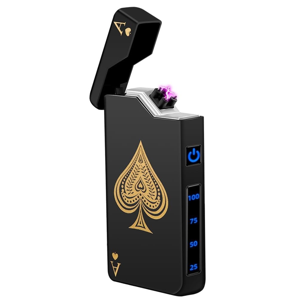LcFun Electric Lighter Rechargeable USB, Dual Arc Plasma Lighter, Black Ace