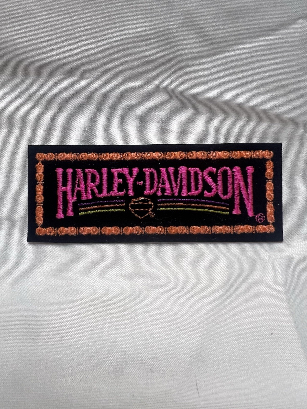 Harley Davidson Embroidered Patch Pink Orange Logo Genuine Licensed Vintage