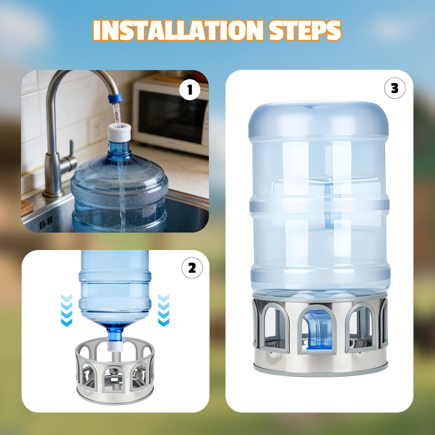 Automatic Chicken Waterer Base, Stainless Steel Poultry Auto Drinker Waterer Bas