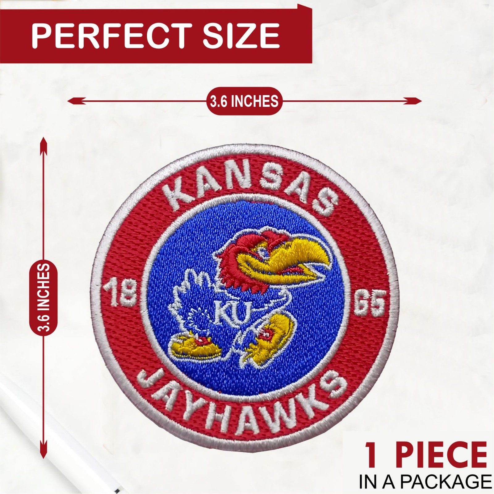Kansas Jayhawks NCAA Team Logo Iron On Patch - Sew Patch - Embroidered Patch