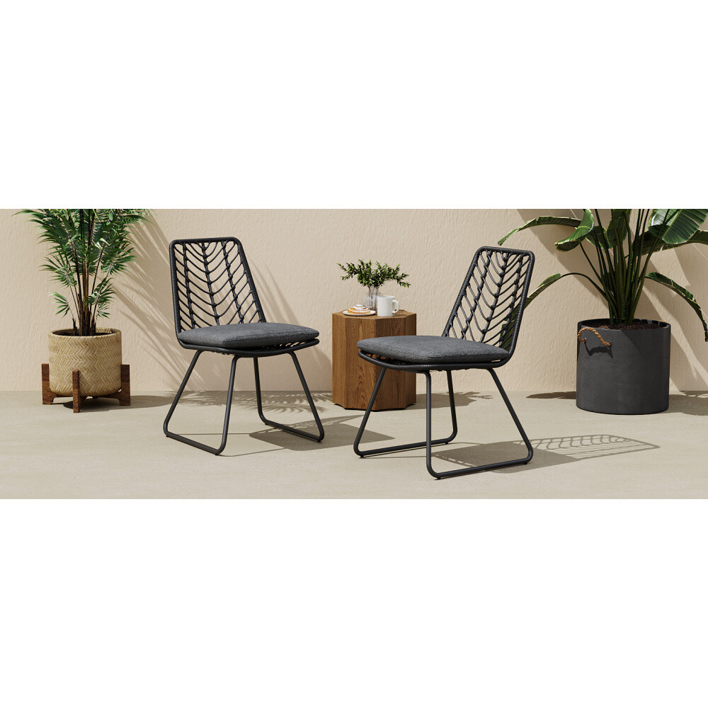 DEJA Outdoor Chair Set (2-Pack) - Polyethylene Rattan w/Water-Resistant Cushions
