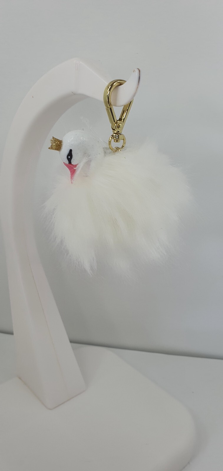 Fluffy White Princess Swan Pocketbac Holder Keychain By Bath & Body Works
