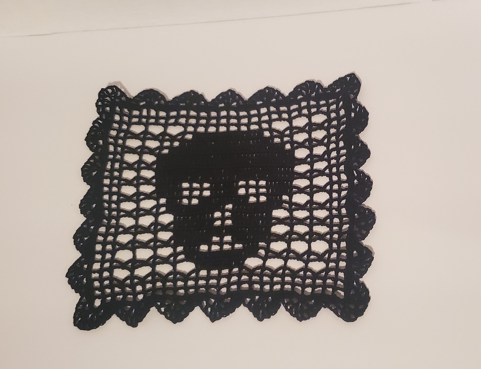 Crochet Halloween Skull Doily Table Decor Handmade