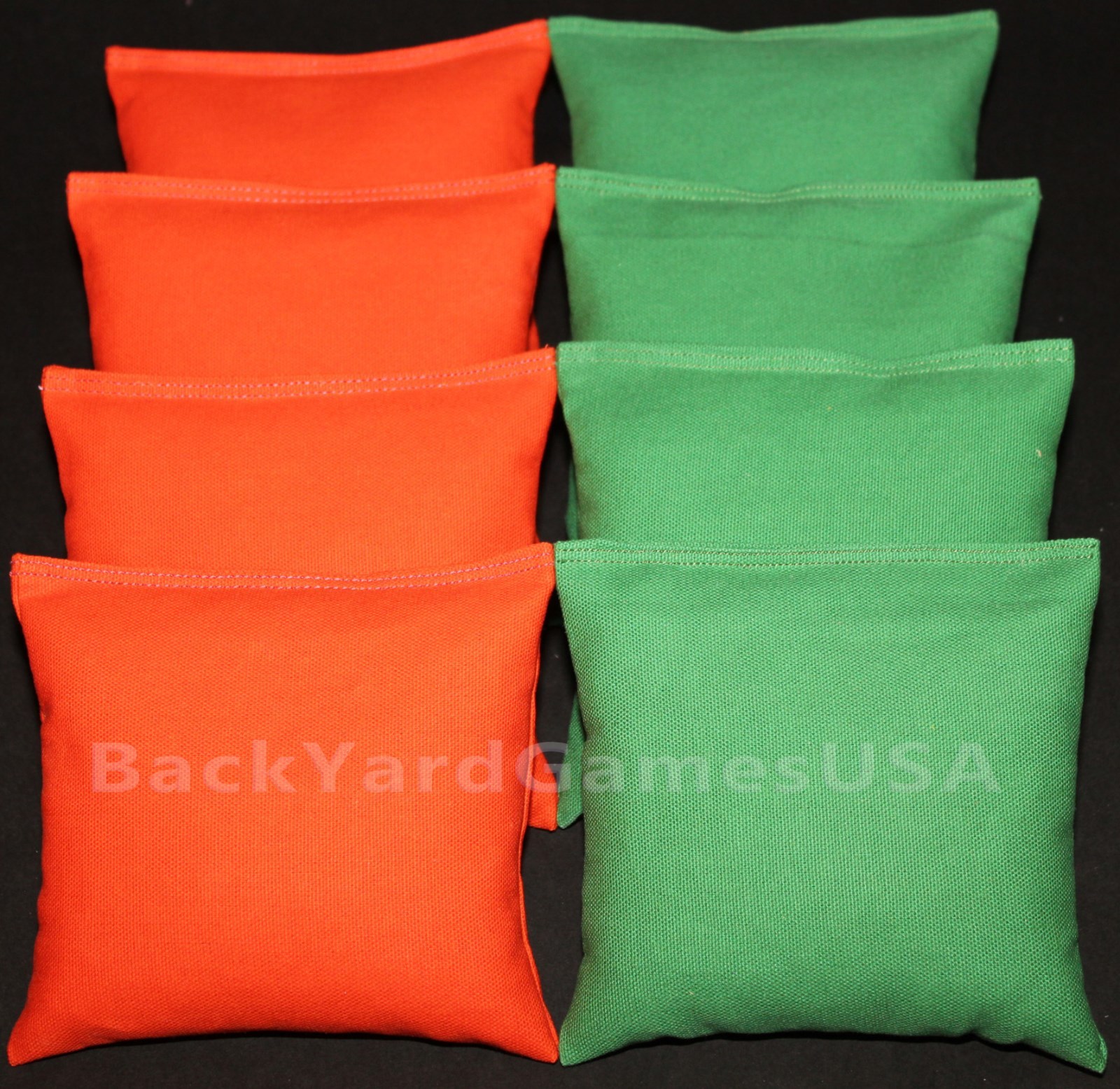 ALL WEATHER CORNHOLE BEAN BAGS Orange & Grass Green Resin Filled WATERPROOF