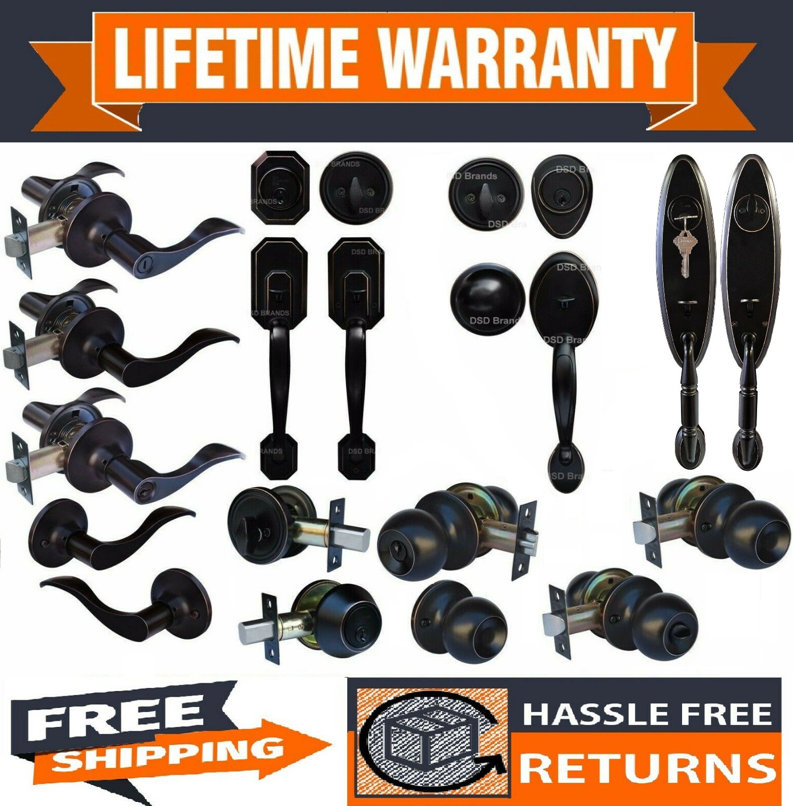 Constructor Handleset  Knob Dummy Deadbolt Door Lockset Oil Rubbed Bronze