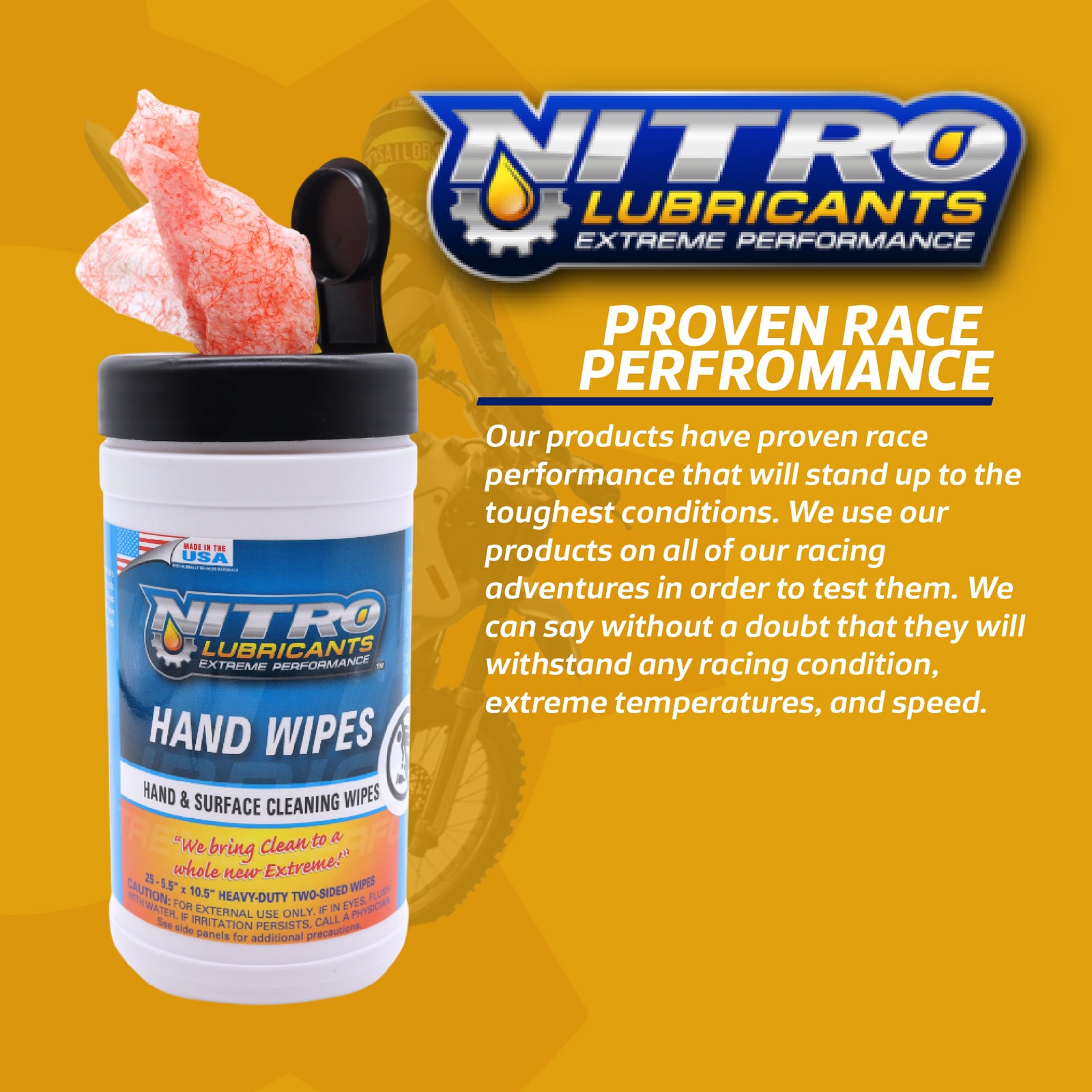 Nitro Lubricants Hand & Surface Cleaning Wipes – Heavy Duty, 25 Count (2-Pack)