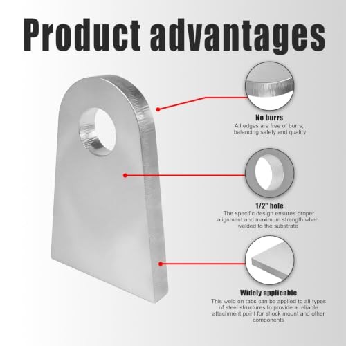 4-Pack Heavy-Duty Weld-On Shock Tabs,Universal Mounting Brackets with 1/2"
