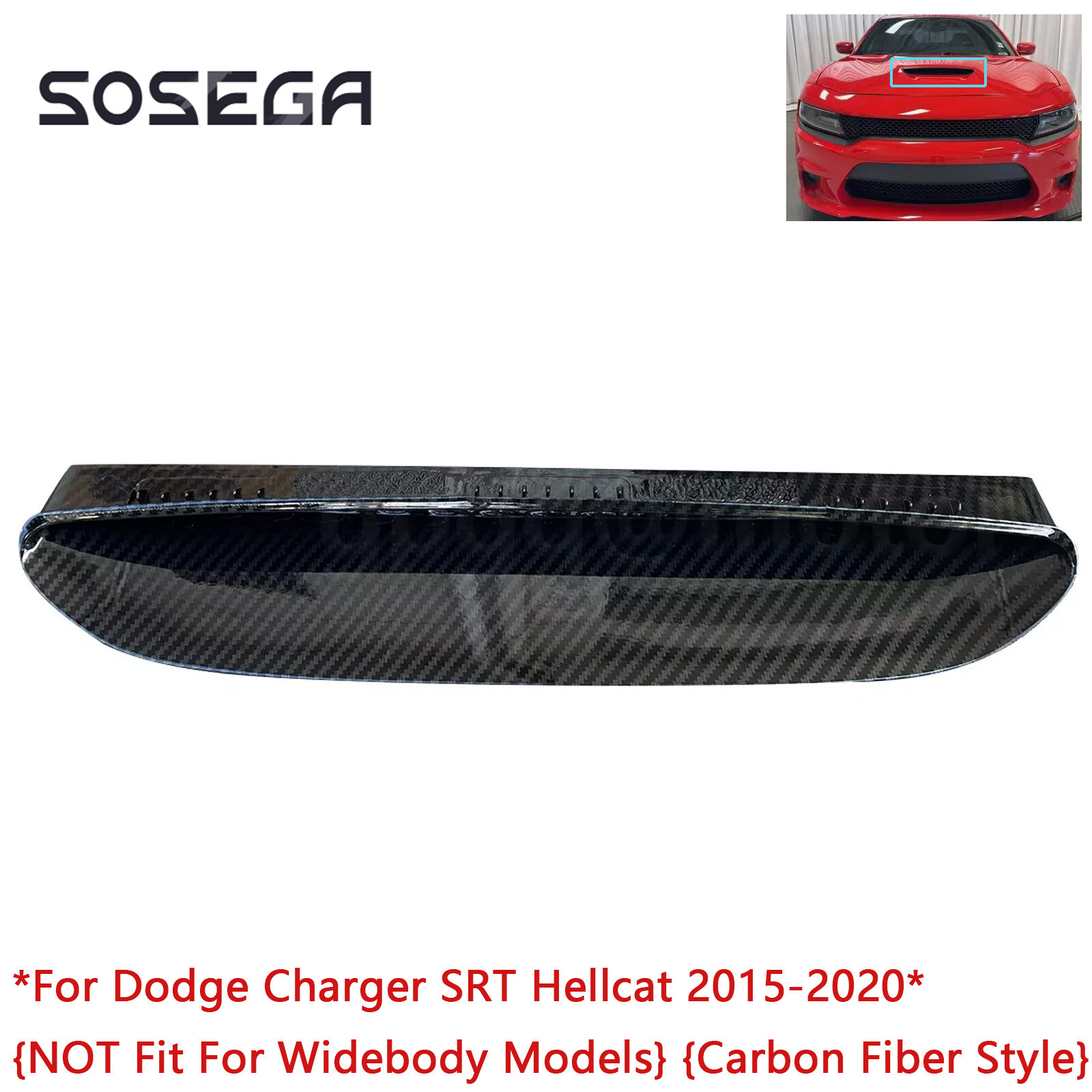 For Dodge Charger SRT Hellcat 2015-2020 Carbon Fiber Trim Hood Bezel Vent Grille
