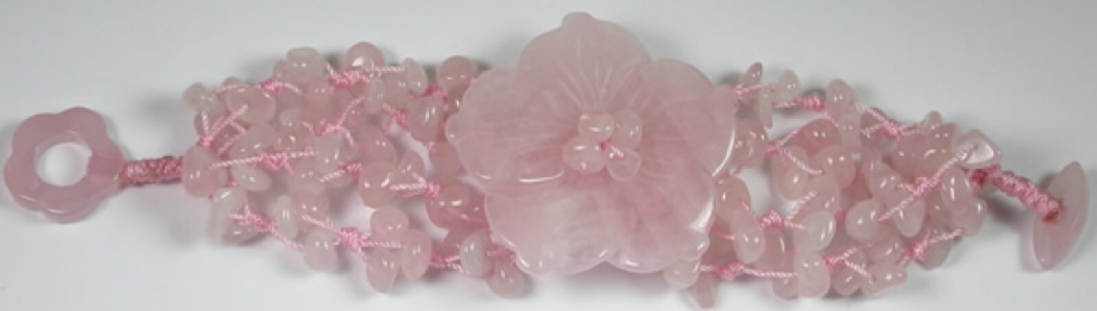 Statemen Pink Rose Quartz  Bracelet with Flower Handcrafted