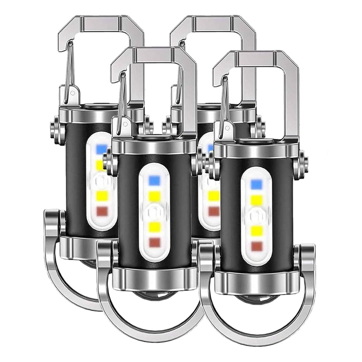 4Pcs LED Flashlight Keychain Portable Rechargeable Super Bright Mini Flashlight
