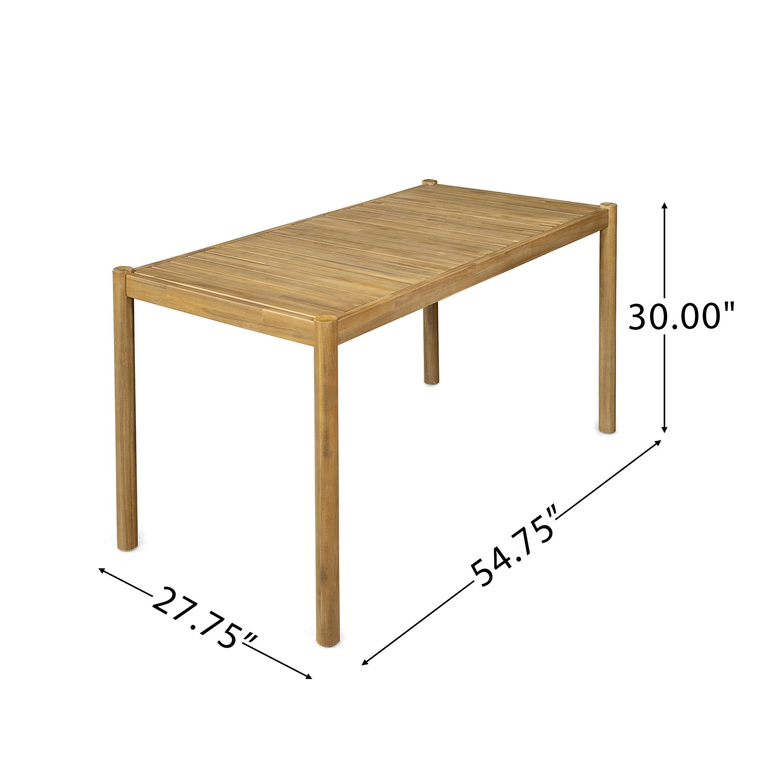 54.75x27.75" Rectangular Patio Dining Table Acacia Wood Outdoor Table Backyard