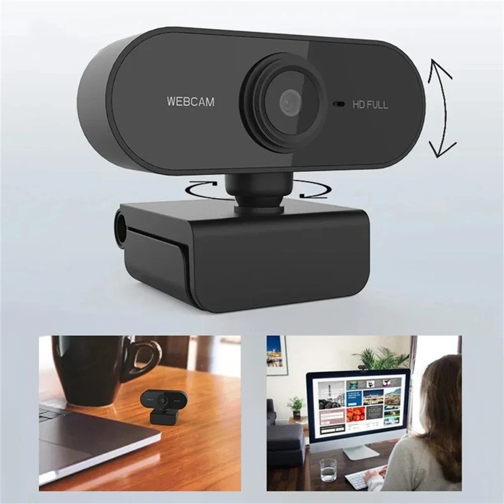 2K HD Web Camera with Microphone Ring Light Autofocus Pro Computer Gaming Webcam
