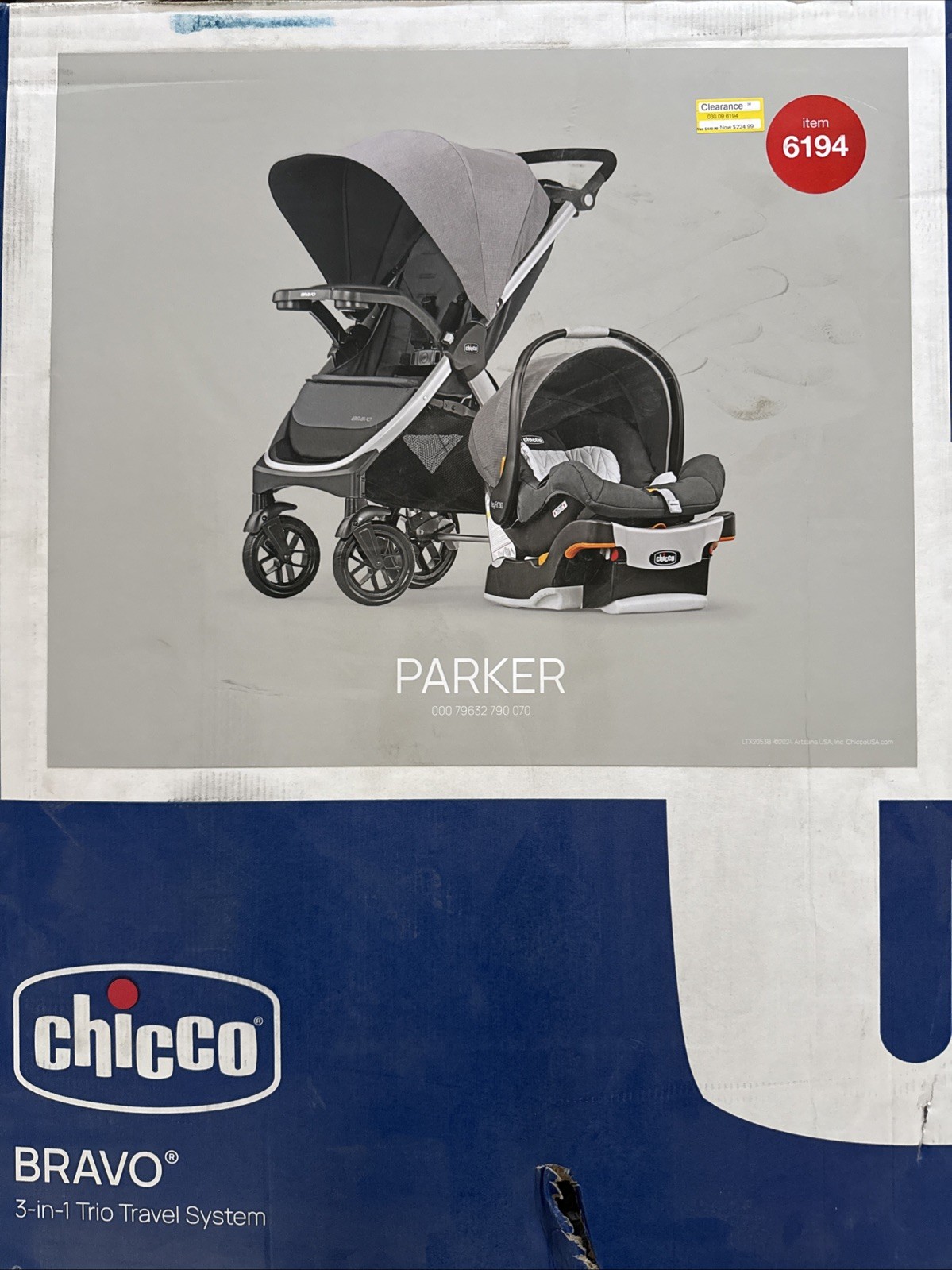 Chicco Bravo 3-in-1 Trio Travel System, Bravo Quick-Fold Stroller with KeyFit