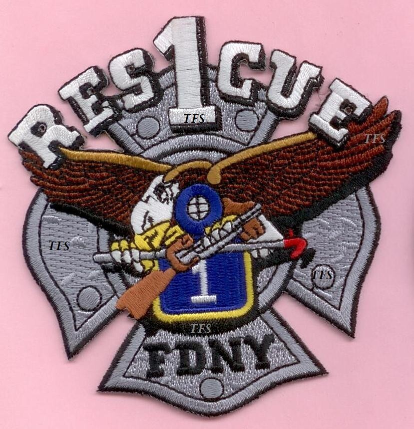 New York City Fire Dept Rescue 1 Patch Diamond Plate Background