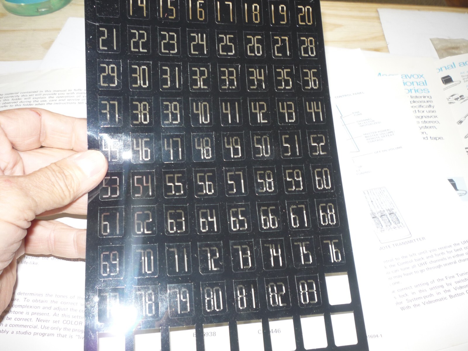 RETRO MAGNAVOX TV OWNERS MANUAL AND NUMBER CHART CF4369 CHANNEL SELECTOR #'S