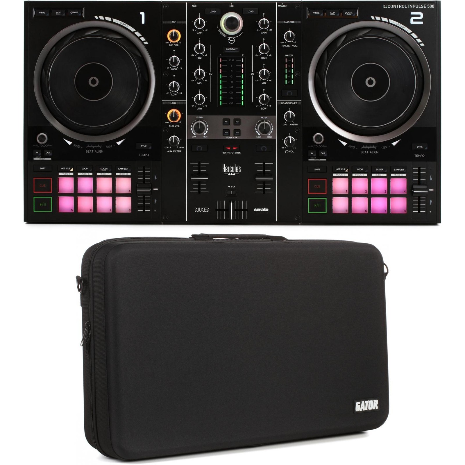 Hercules DJ DJControl Inpulse 500 2-channel DJ Controller with Carry Case