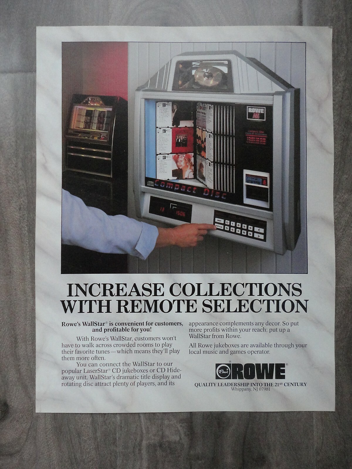 Wallstar Remote Selecter Rowe Jukebox Machine Flyer Original Brochure