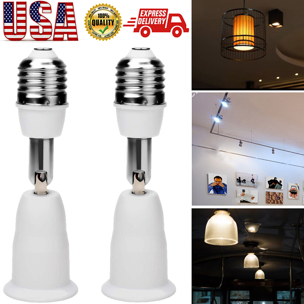 2Pcs E26 E27 to E26 E27 Light Bulb Socket Converter Lamp Holder Adapter Extender