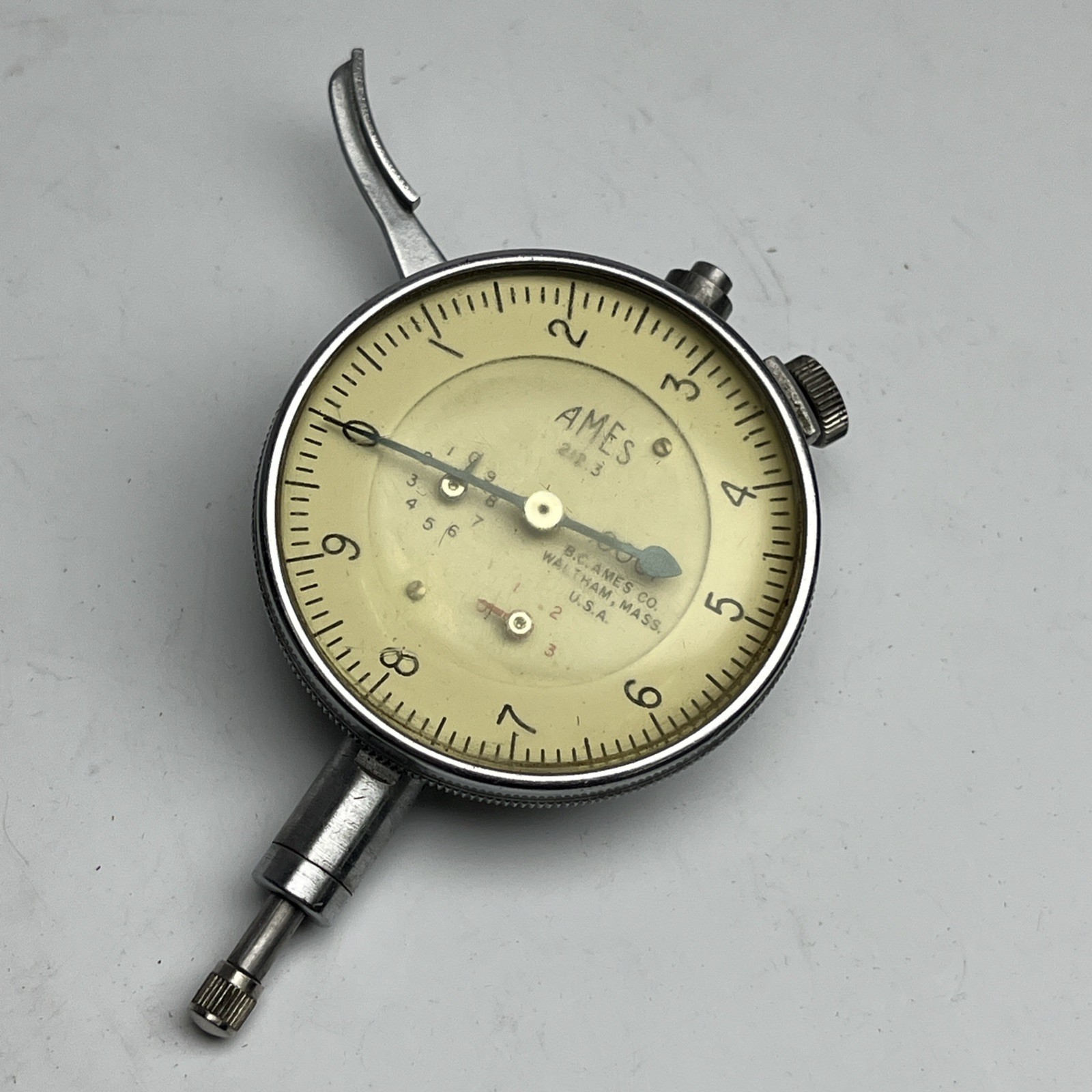 Vintage Ames 212.3 Dial Indicator .0001” Made in USA Used Machinist Tools