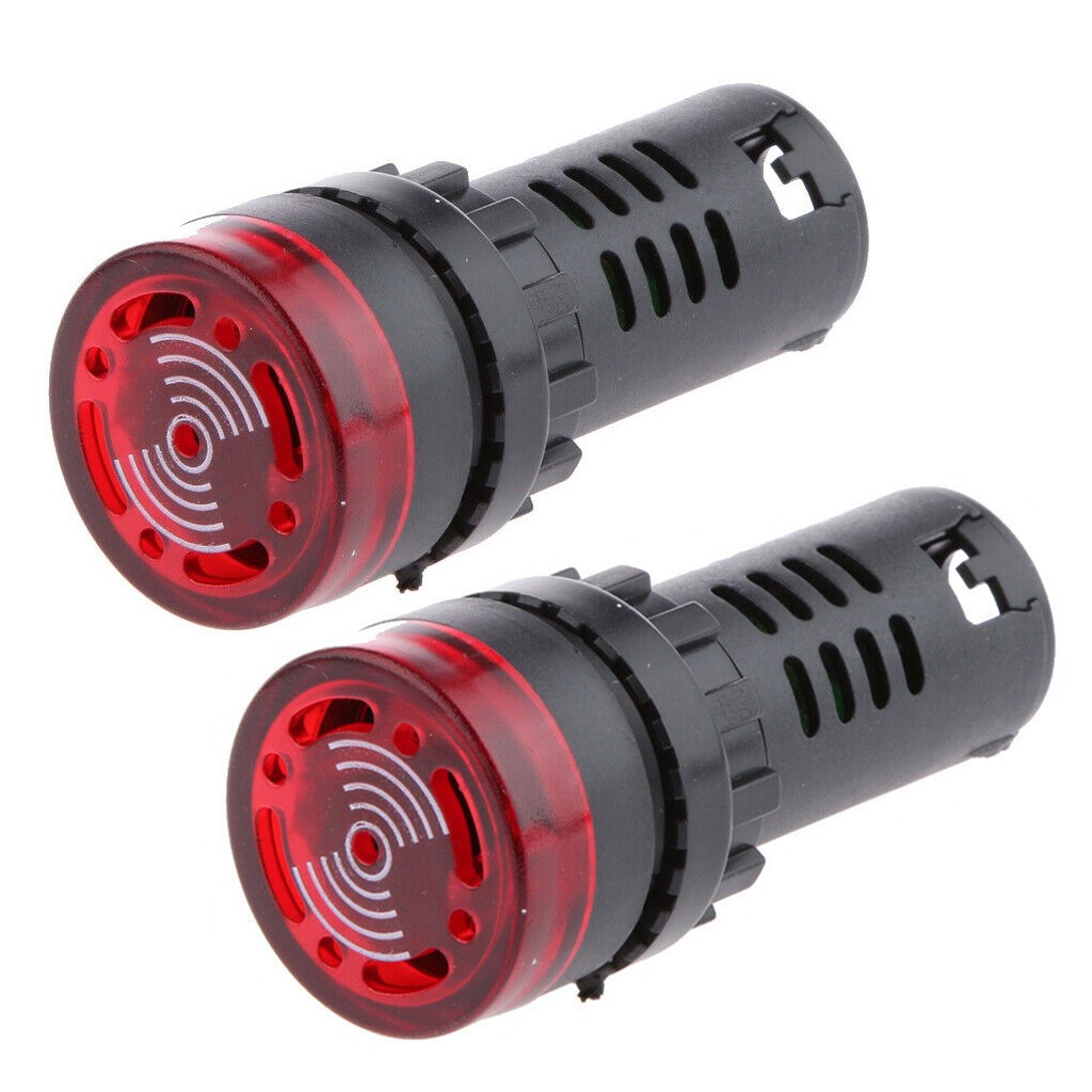 2 Pack New DC 12V Red LED Buzzer Alarm Signal Indicator Flash Light Panel Mount