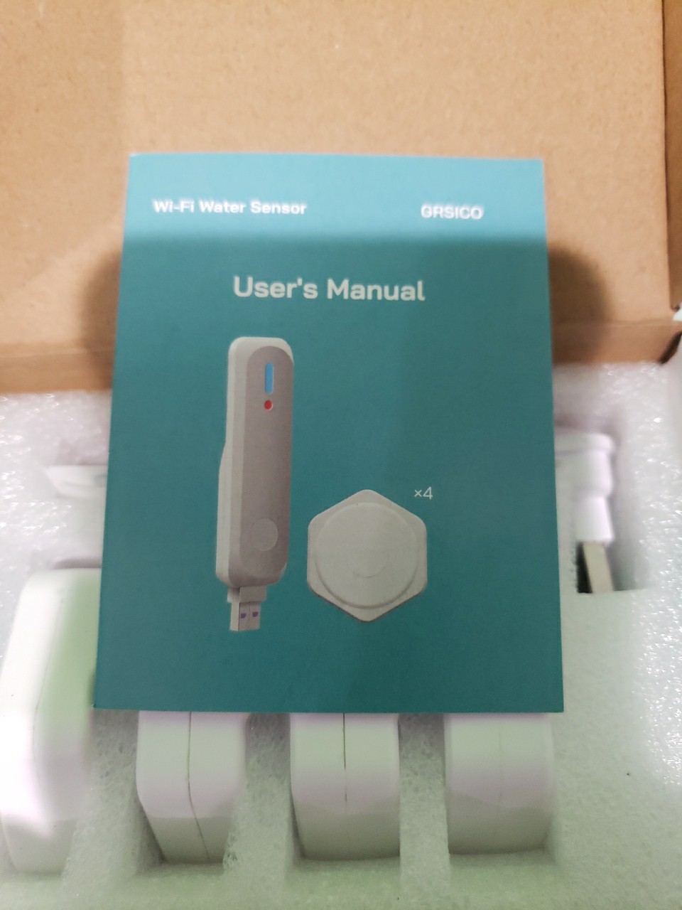 GRSICO Wi-Fi Water Leak Detector Kit 4 Pack - Open Box