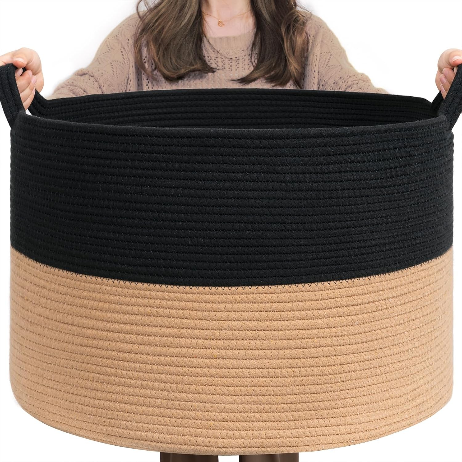 XXXLarge Cotton Rope Basket Woven Baby Laundry Basket Blanket Baskets Toy