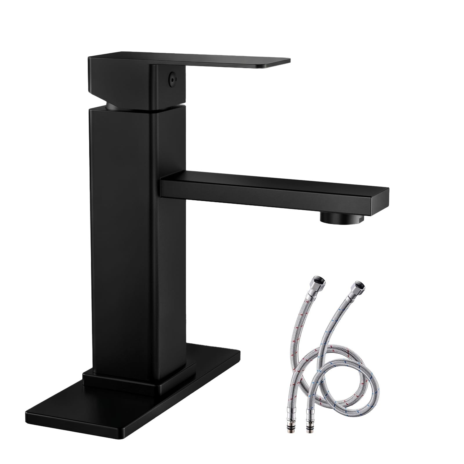 Black Bathroom Faucet Single Hole with Pop-Up Drain | Single Handle Bathroom ...