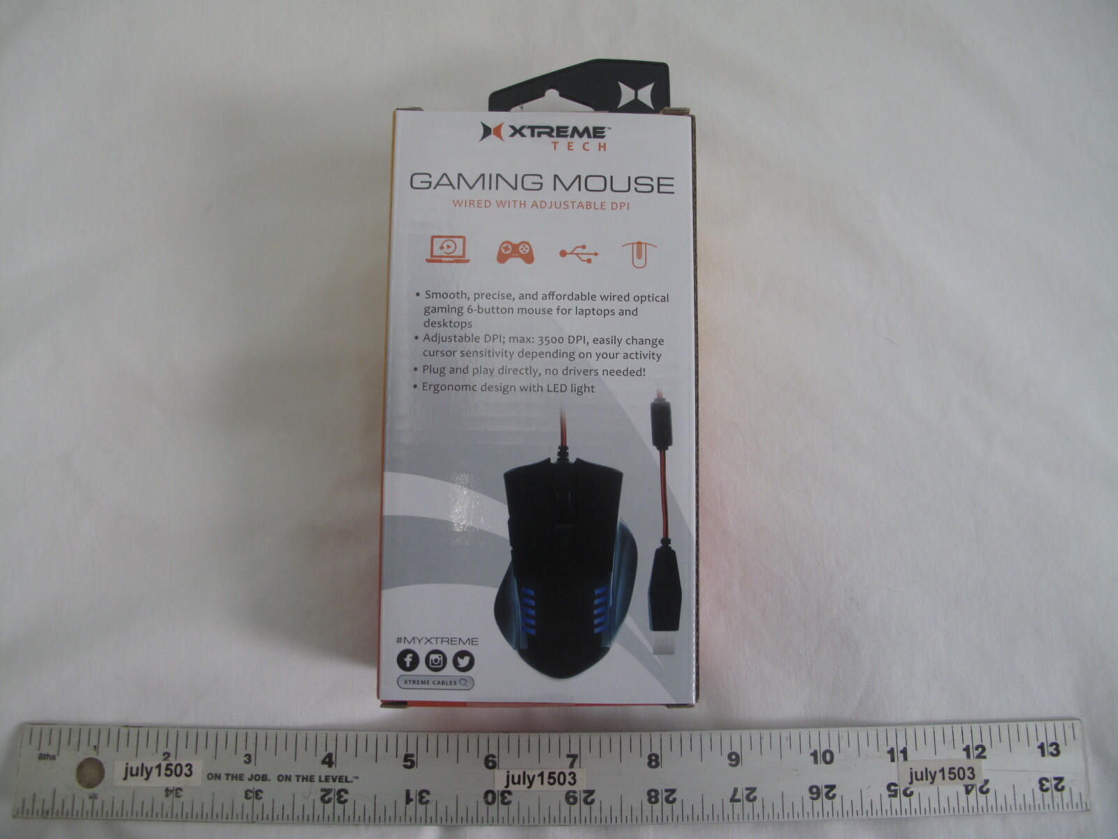 (1) NEW Xtreme Tech Gaming Mouse Wired w/Adjustable DPI 6-button Plug-n-Play