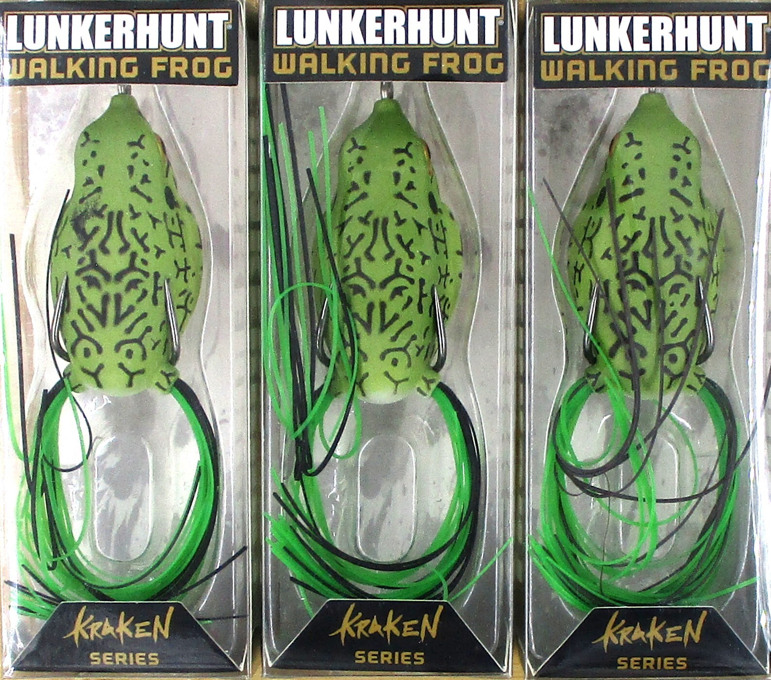 (3) Lunkerhunt Hollow Body Topwater 2" Walking Frog 3/8 Oz Hops Brand New
