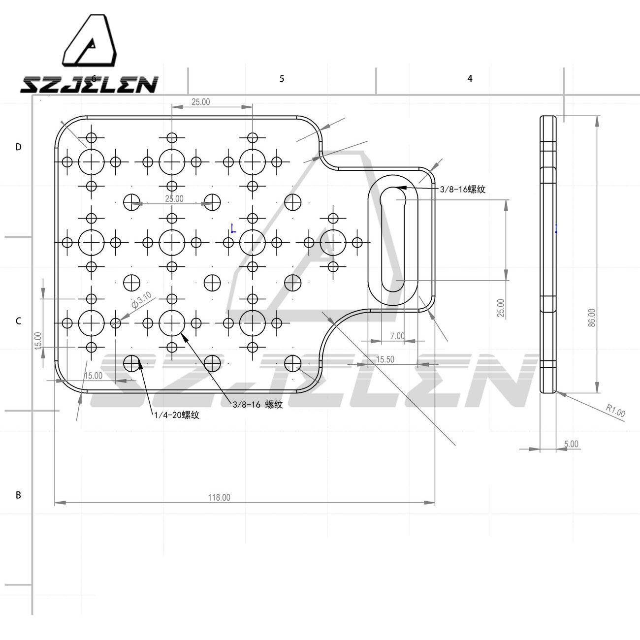 Camera 3/8”Thread Extension Side Universal Small Plate，Switching Mounting Camera
