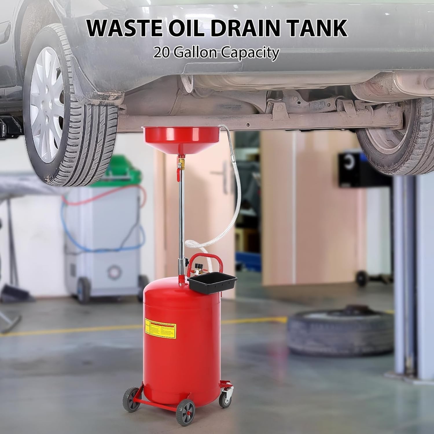 20gal Waste Oil Drain Tank,Portable Oil Drain Container,Fluid Fuel Drainage