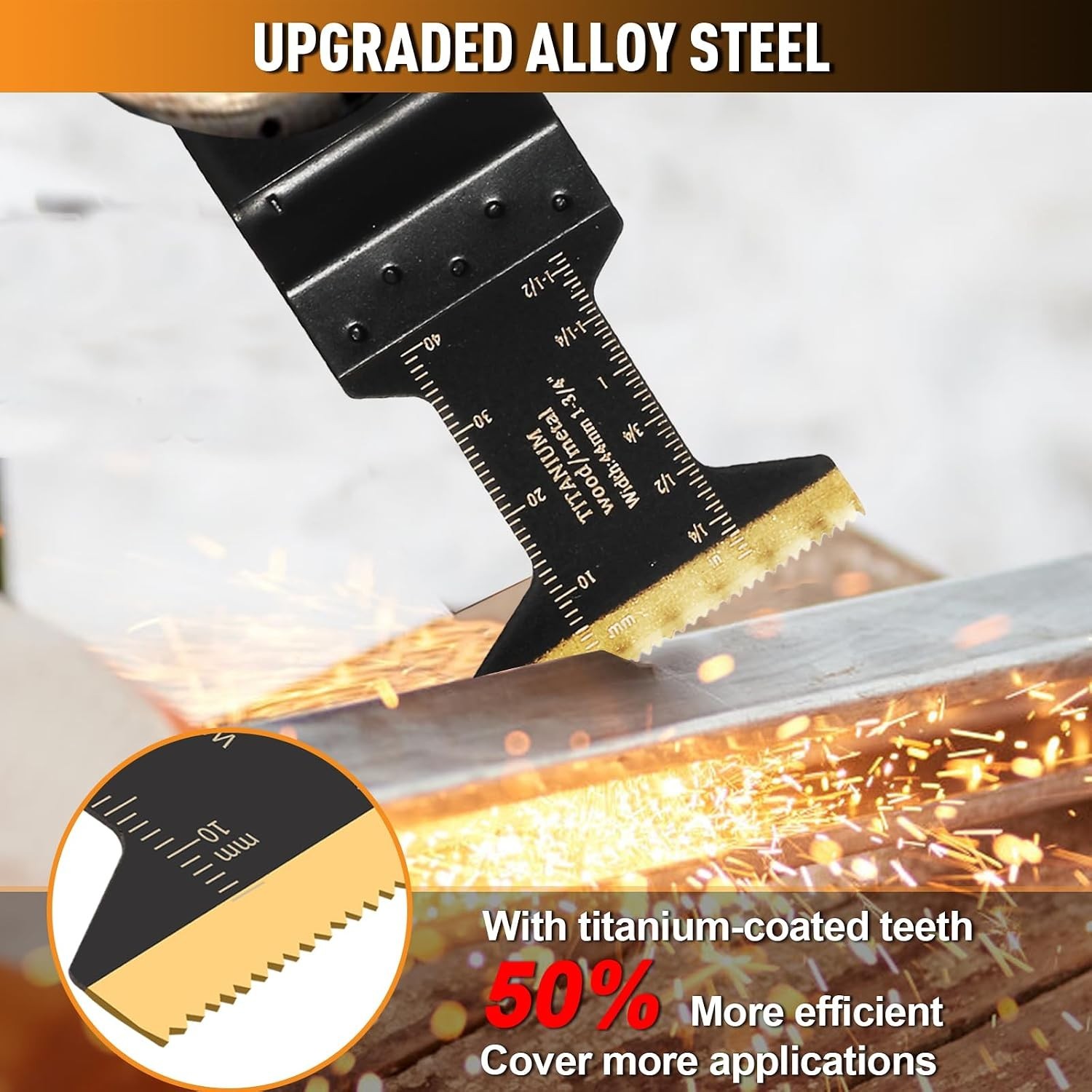 18 PCS Titanium Oscillating Tool Blades Metal Cutting, Universal Multitool Blade