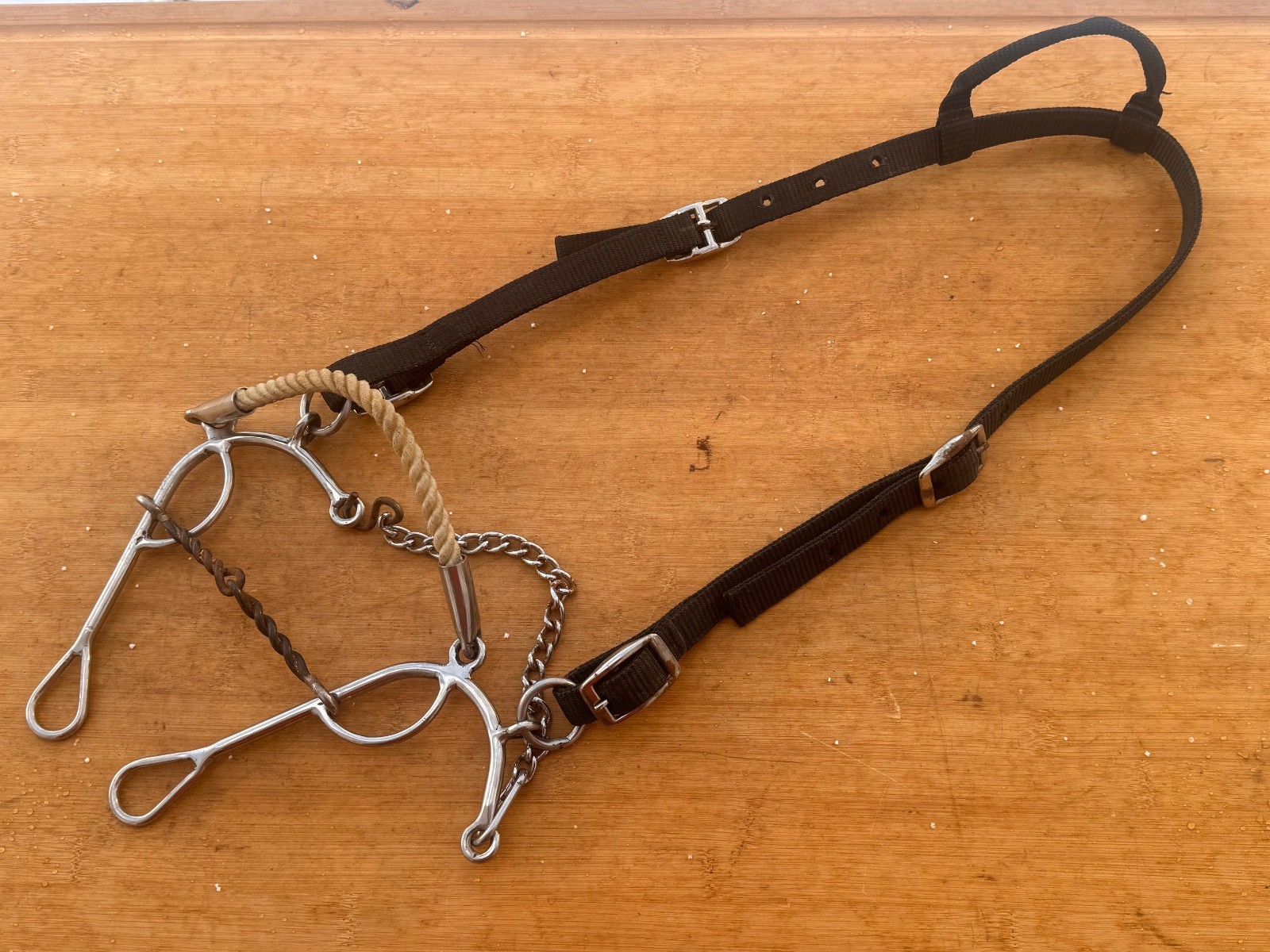 ROPE NOSE Combination Gag Bit w Black Nylon Headstall  ~ Western Horse Bridle
