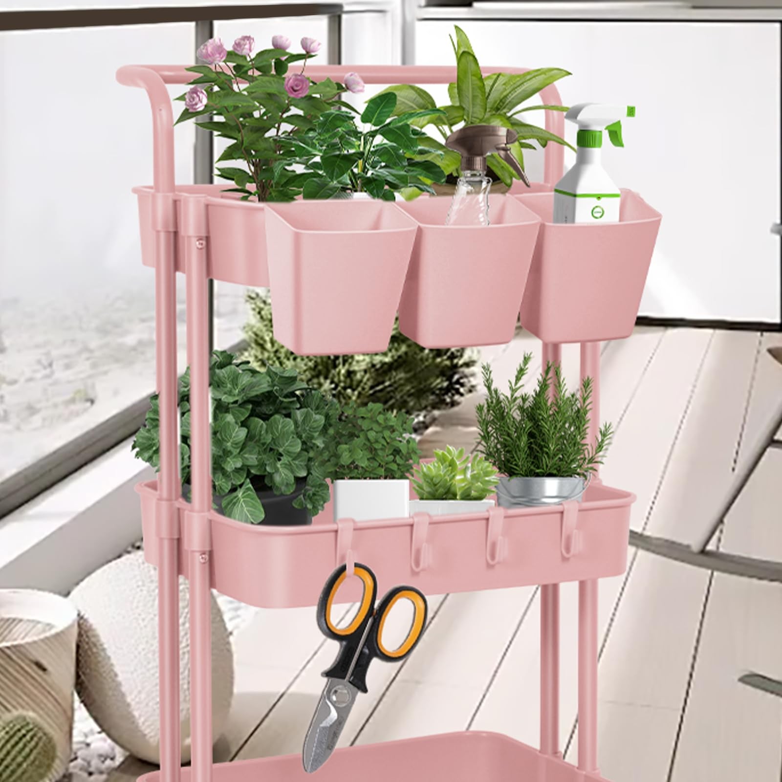 5 Pack Hanging Cup Holders, Multipurpose Rolling Cart Accessories Utility Car...