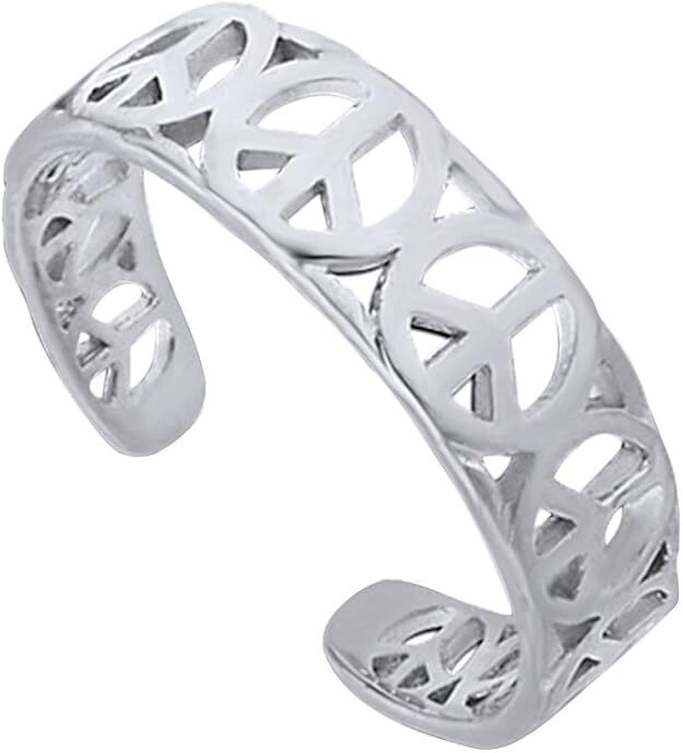 Adjustable Peace Toe Ring Jewelry For Womens 925 Sterling Silver