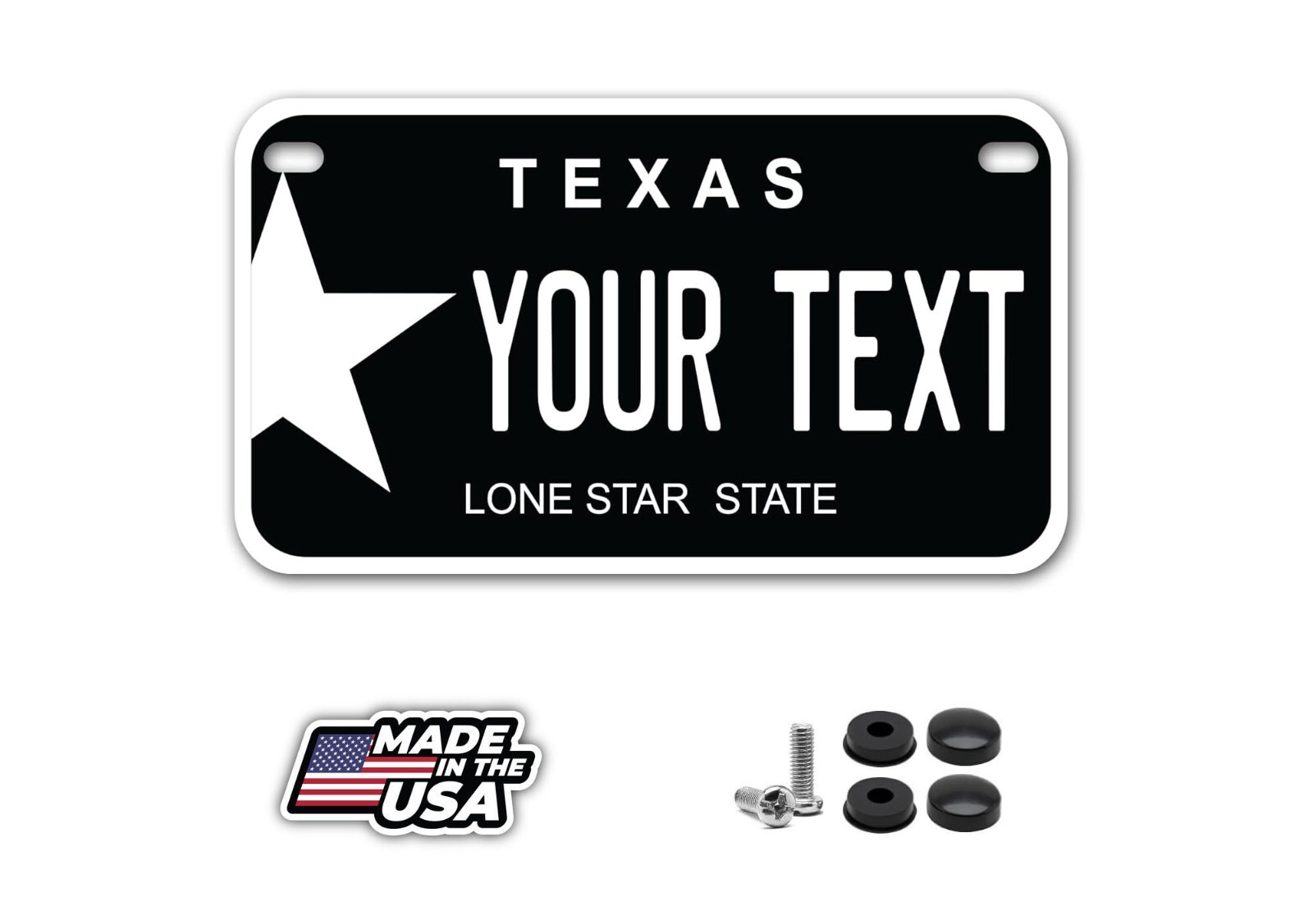 Houston Texas Personalized License Plate YOUR NAME ANY TEXT Custom Black White