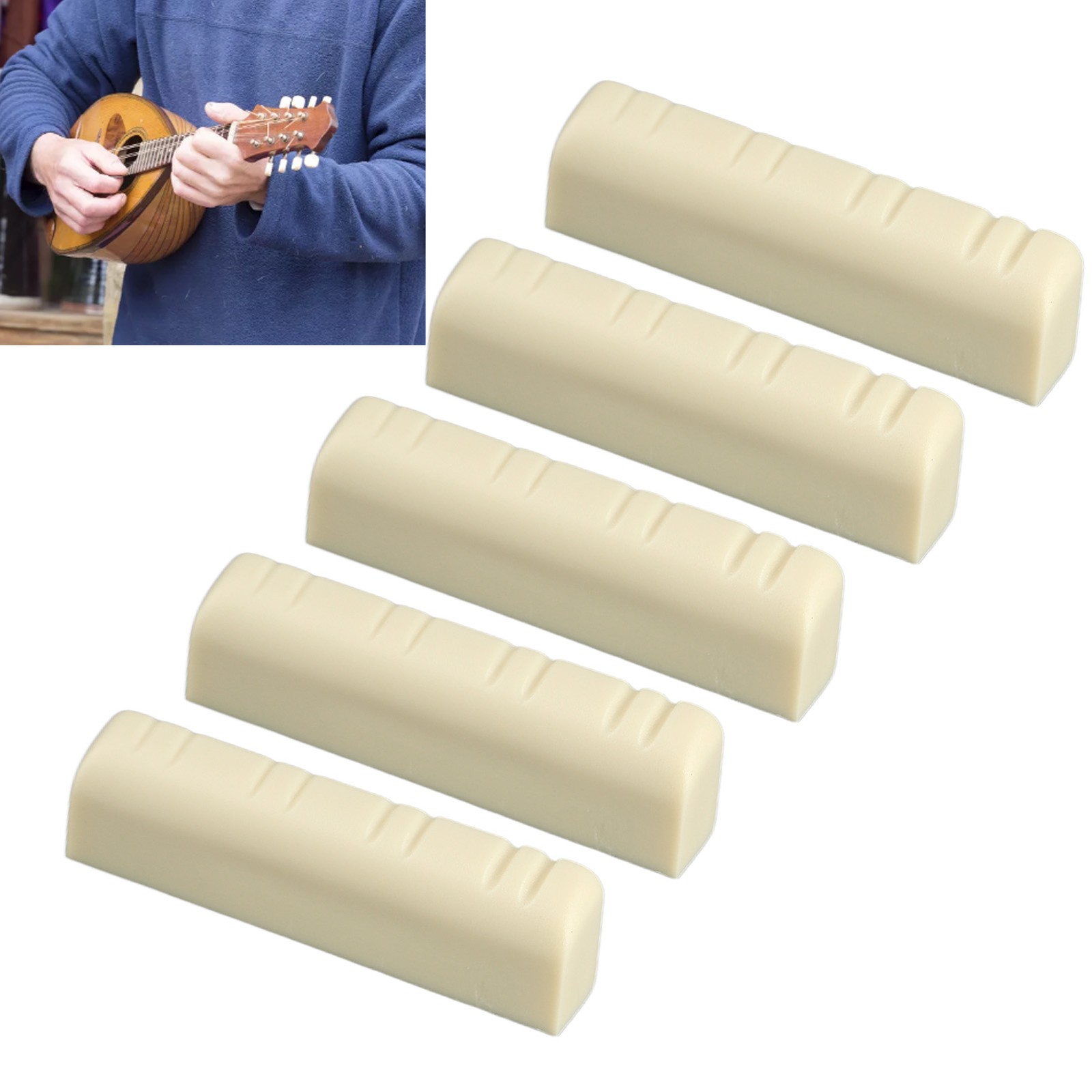 5Pcs Mandolin Bridge Nut 8 String Plastic 3.5cm Universal Instrument Accessory