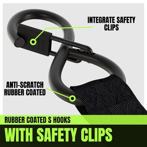 Ratchet Tie Down Straps 4-Pack, 1 Inch x 15 Feet, 2200lbs Break Strength with