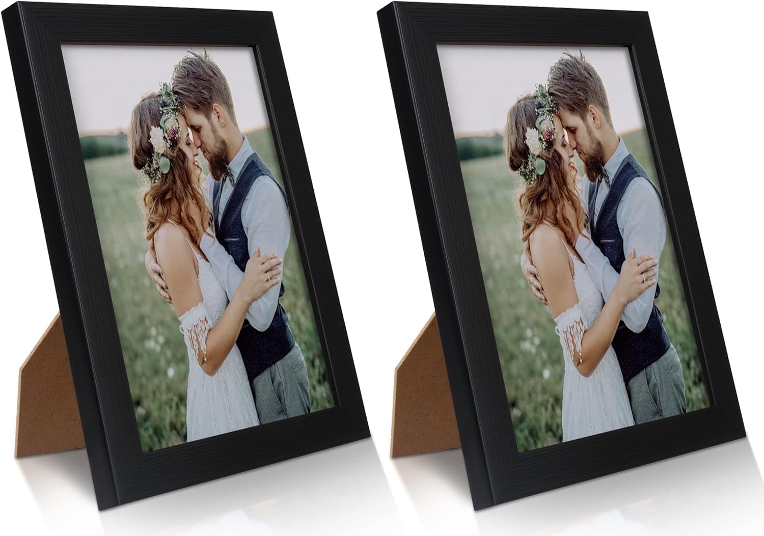 PECULA 2 Pack 5x7 Picture Frame, Black Frame for Wall 5x7in,