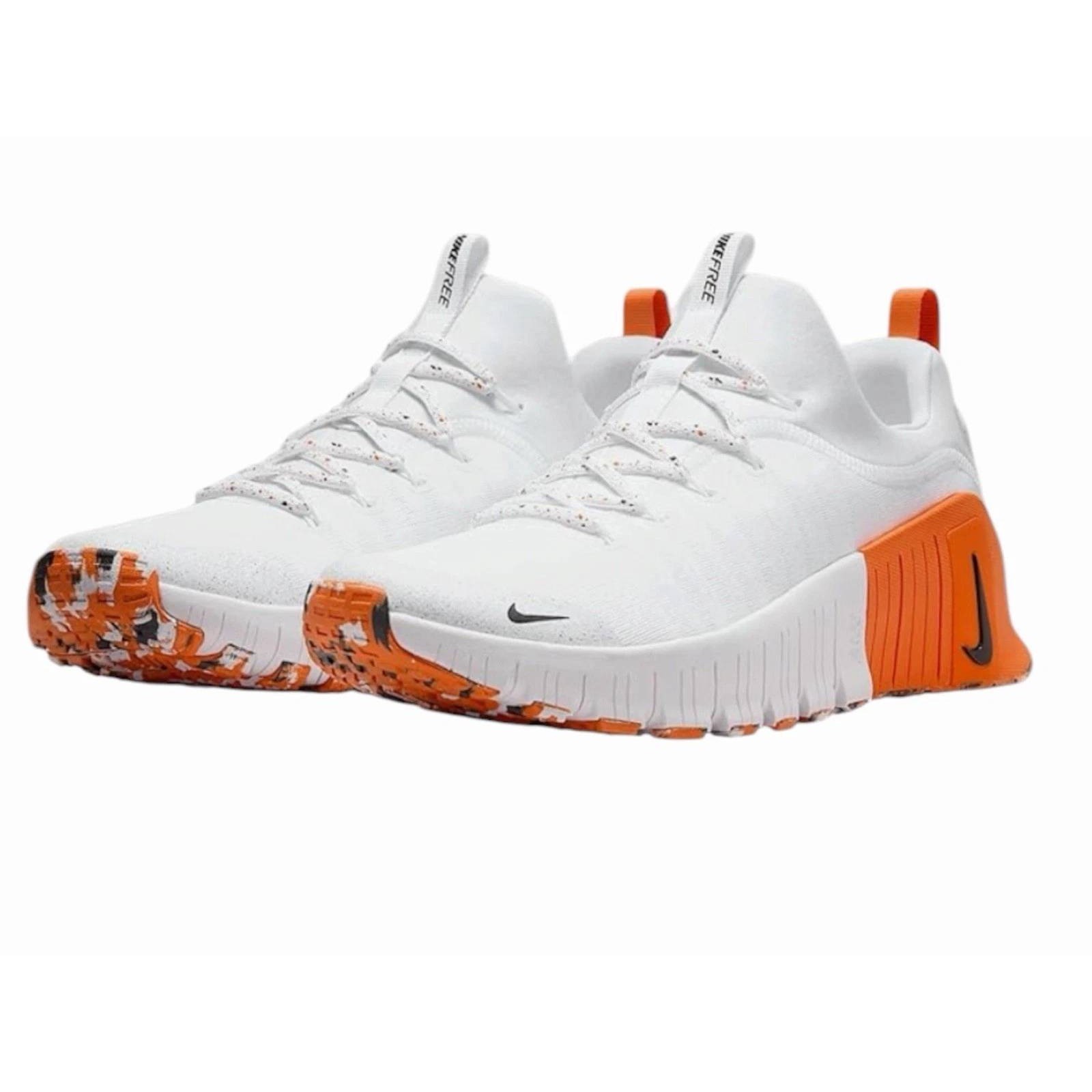Nike Free Metcon 6 White Black Safety Orange Training Shoes FJ7127-106 Mens 10.5