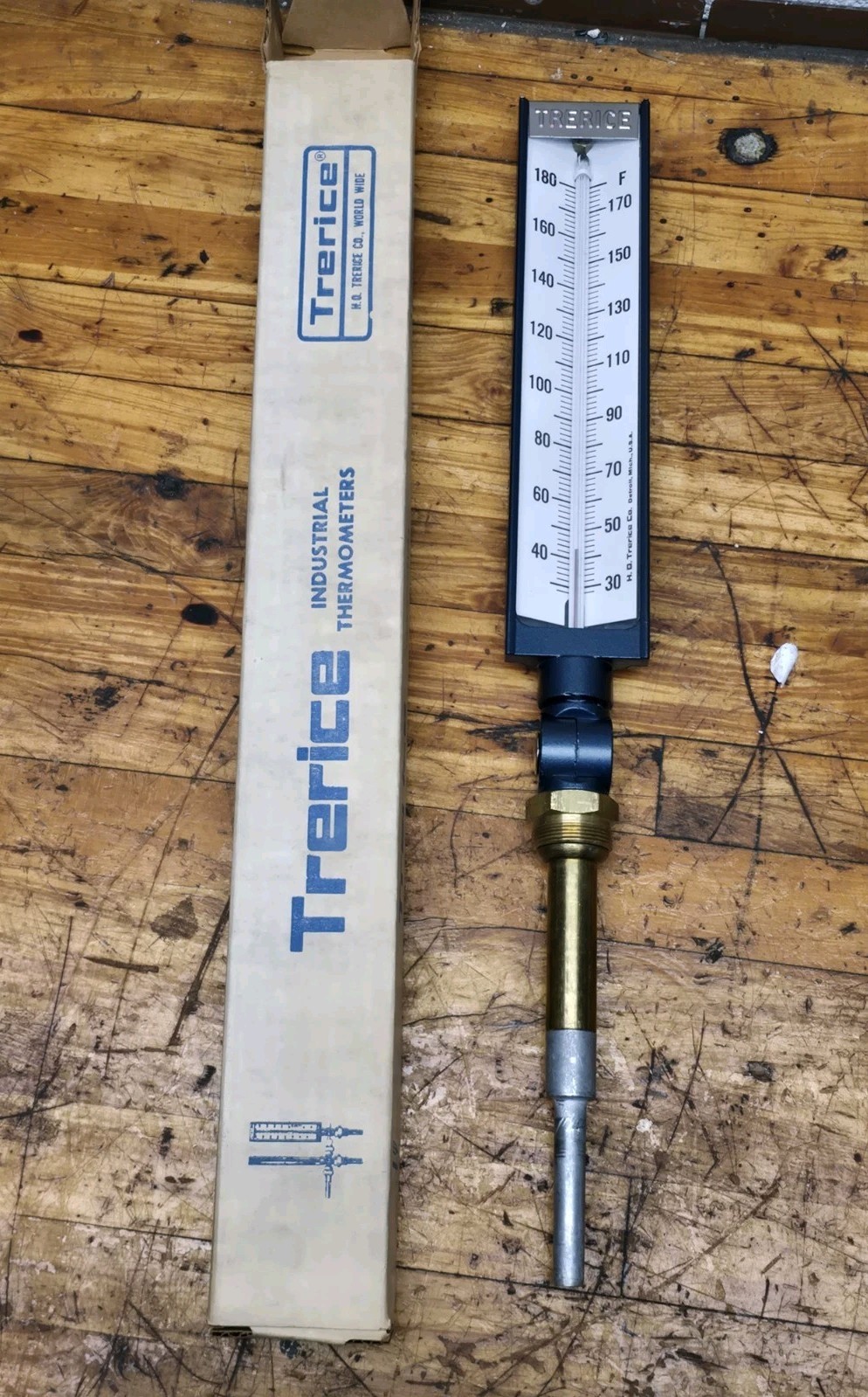 Vintage NOS Trerice USA 30-180°F Industrial Thermometer Adjustable AngleNEW
