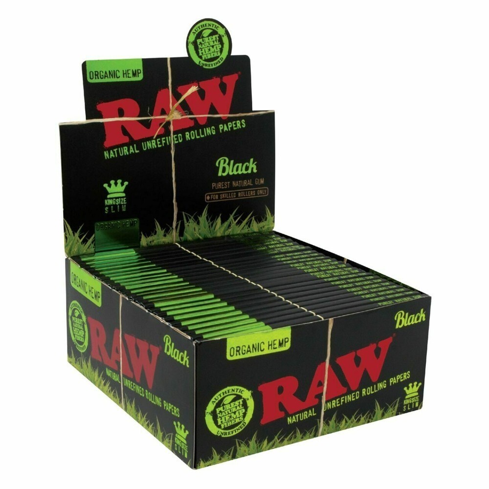 RAW BLACK ORGANIC HEMP KING SIZE SLIM  PAPER 50count BOX - BUY 2 GET 1 FREE