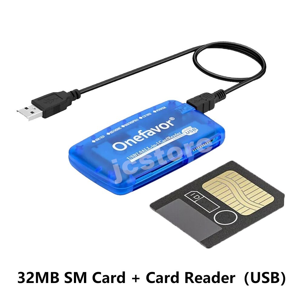 Smartmedia Card 32MB SM Memory Card + Smartmedia Card Reader Adapter USB