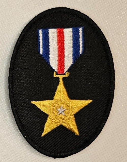 Silver Star U.S. Military 4 Inch x 2.5 Inch Oval Patch *Made In USA*
