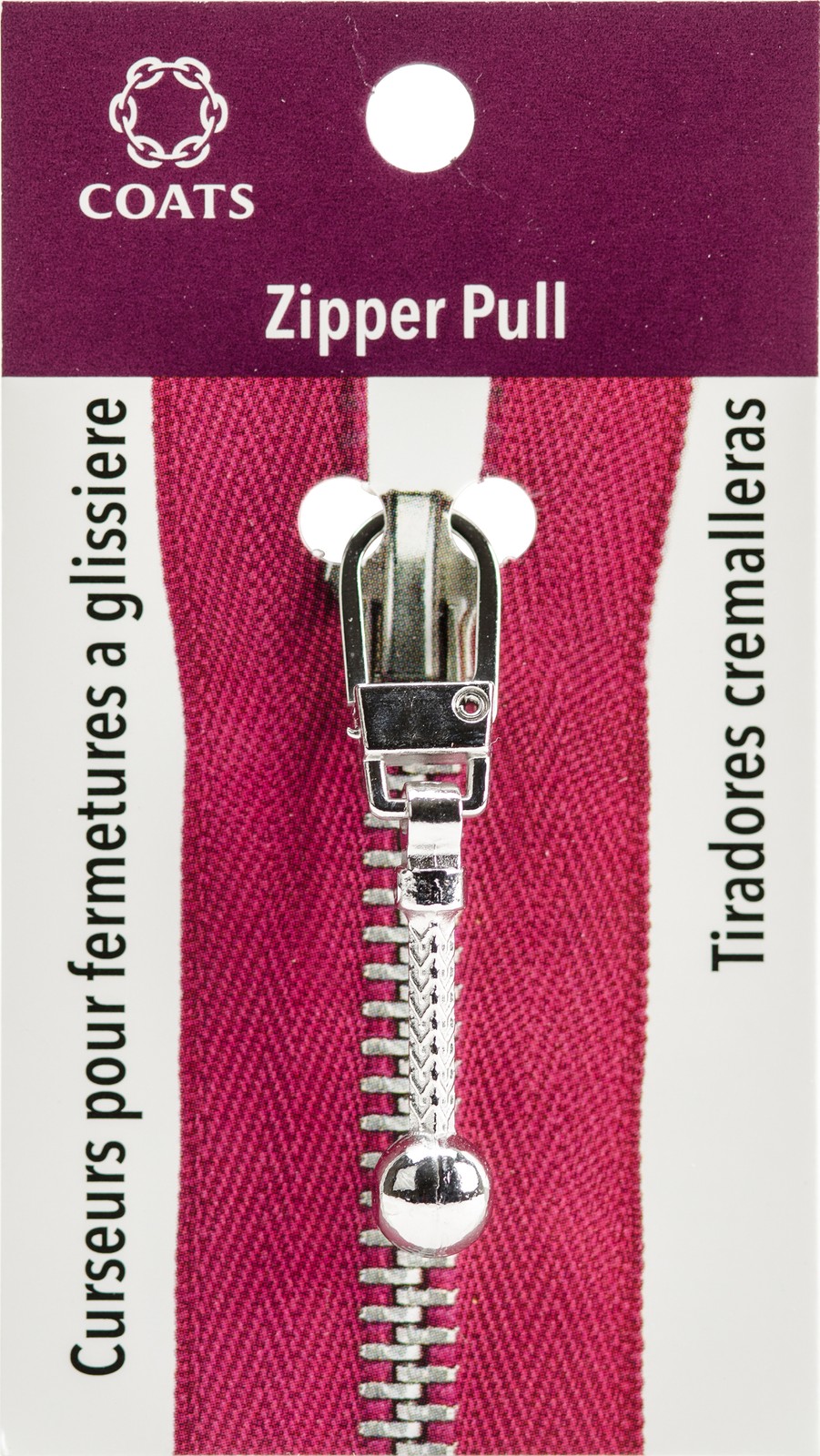 Coats Zipper Pull Silver Ball & Chain