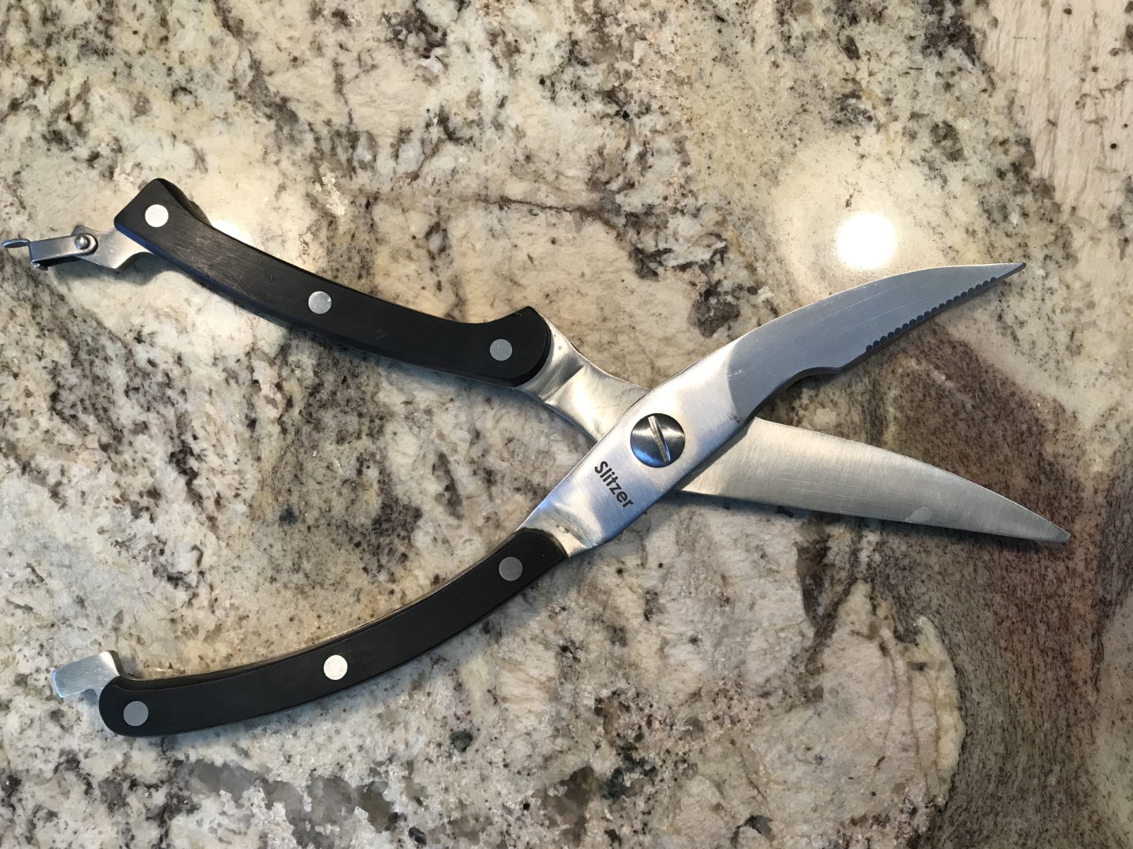 Slitzer Kitchen Poultry Shears Black Handles Spring Loaded Safety Clip