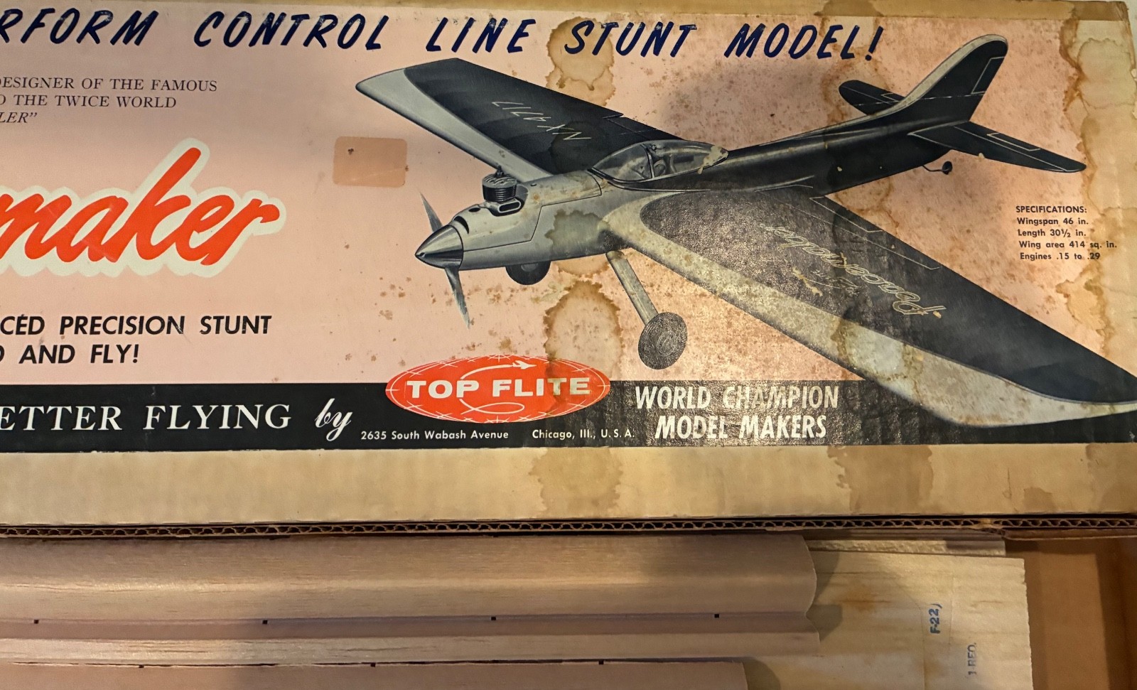 Top Flite Peacemaker kit for Control Line Aerobatic Model Airplane