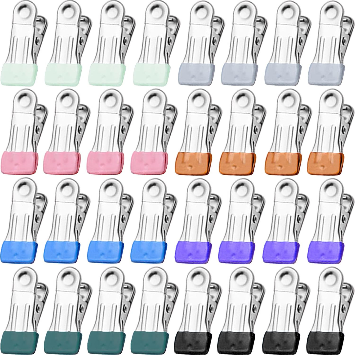 Clothespins 32Pk Stainless Steel Heavy Duty Laundry Clips Colored Multipurpose