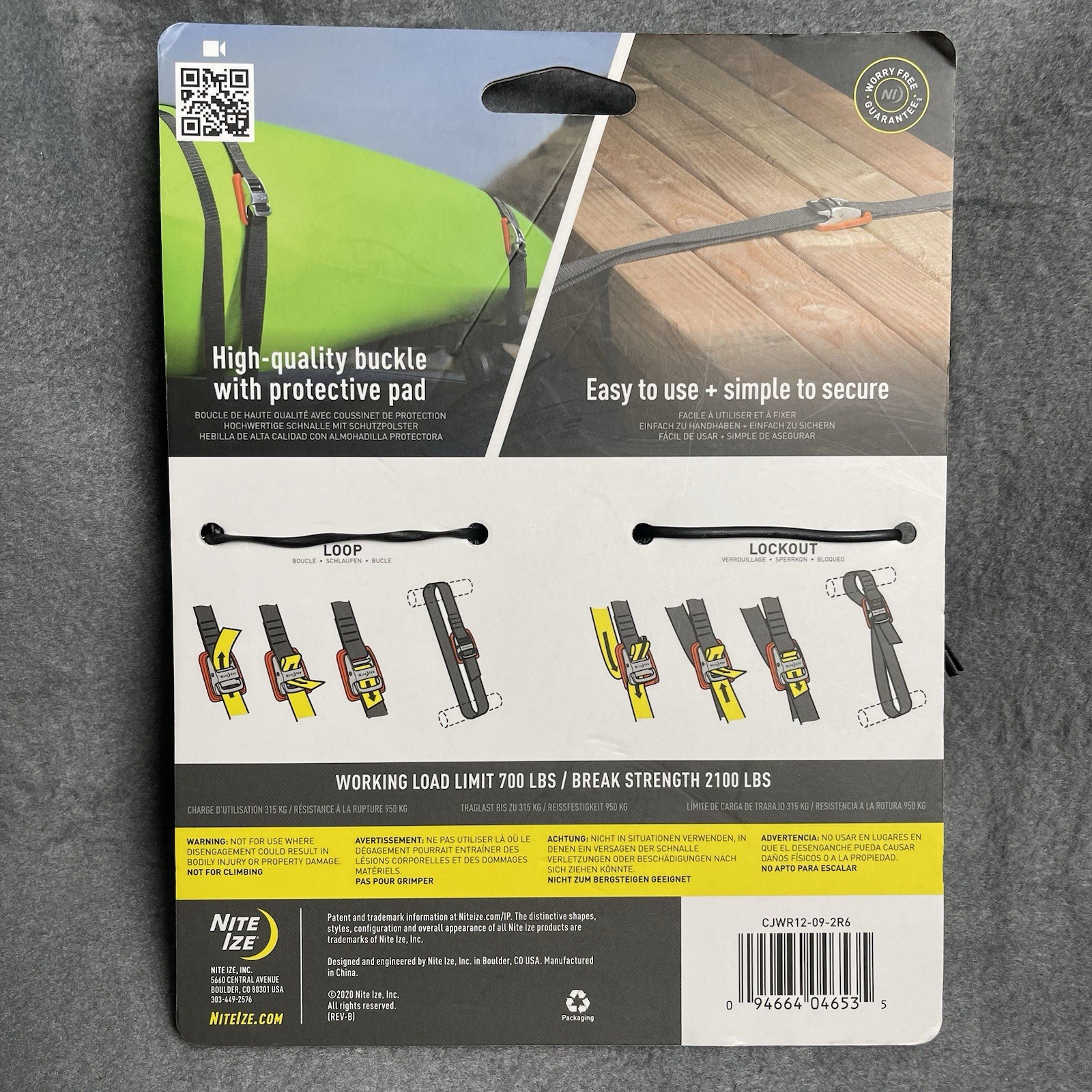 Nite Ize 2-Pack CamJam Tie Down Straps, 12' - 700 lbs Working Load Limit Orange