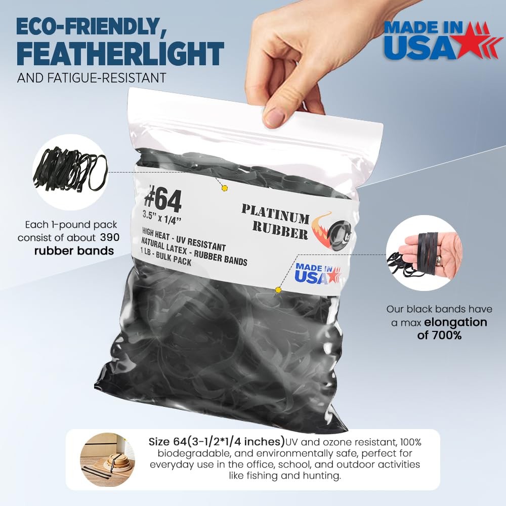 Black High Heat UV Resistant #64 Platinum Rubber Crepe Band 64-1/4lb, black